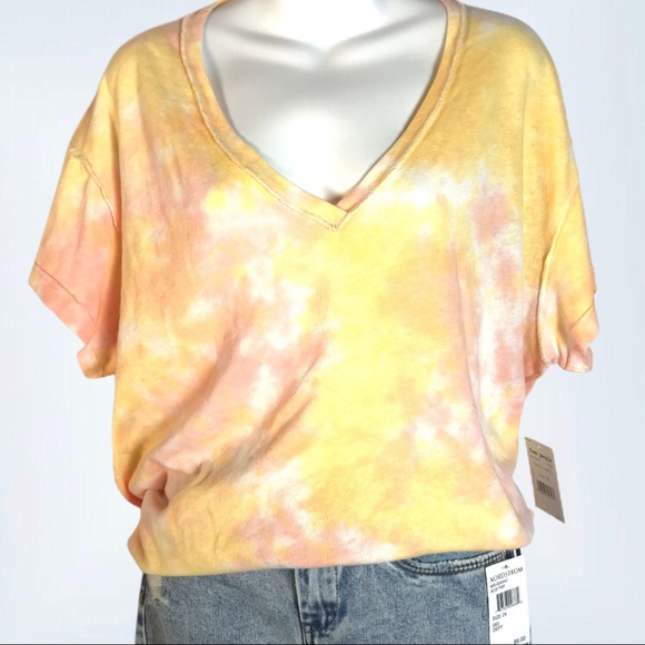 NWT We the Free All Mine Berry Tie Dye V-Neck Tee - Picture 3 of 7